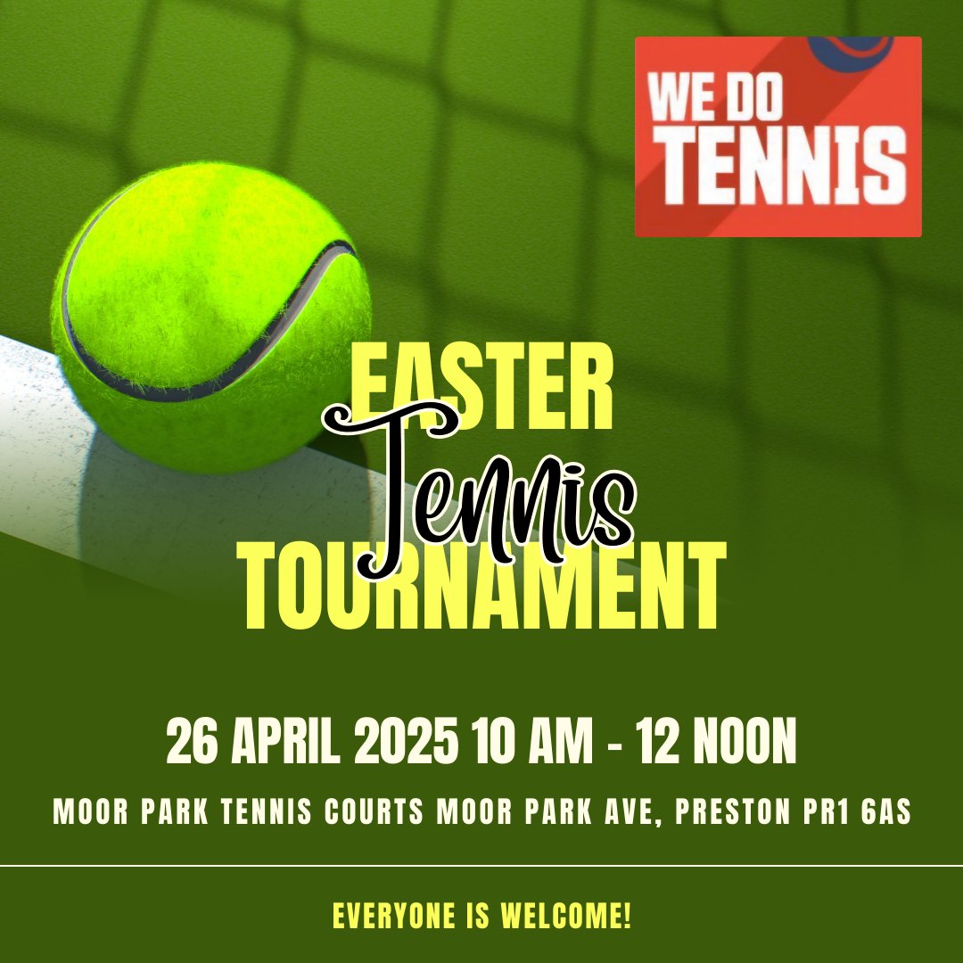 Coach Kennedy (@coachkenny123) on Twitter photo You are invited to play at our Easter Tournament 🎾
It'll be a fun day of matches, games, & plenty of tennis action! Players from across our different parks will join us on the day for a fun filled event.
<a href="/everyone/">Everyone</a> <a href="/followers/">はうはう</a> <a href="/WDT4Disability/">We Do Rebound Tennis</a> <a href="/wedotennisuk/">We Do Tennis C.I.C.</a> #tennis <a href="/WDTParks/">Parks | We Do Tennis</a> You are invited to play at our Easter Tournament 🎾
It'll be a fun day of matches, games, & plenty of tennis action! Players from across our different parks will join us on the day for a fun filled event.
<a href="/everyone/">Everyone</a> <a href="/followers/">はうはう</a> <a href="/WDT4Disability/">We Do Rebound Tennis</a> <a href="/wedotennisuk/">We Do Tennis C.I.C.</a> #tennis <a href="/WDTParks/">Parks | We Do Tennis</a>