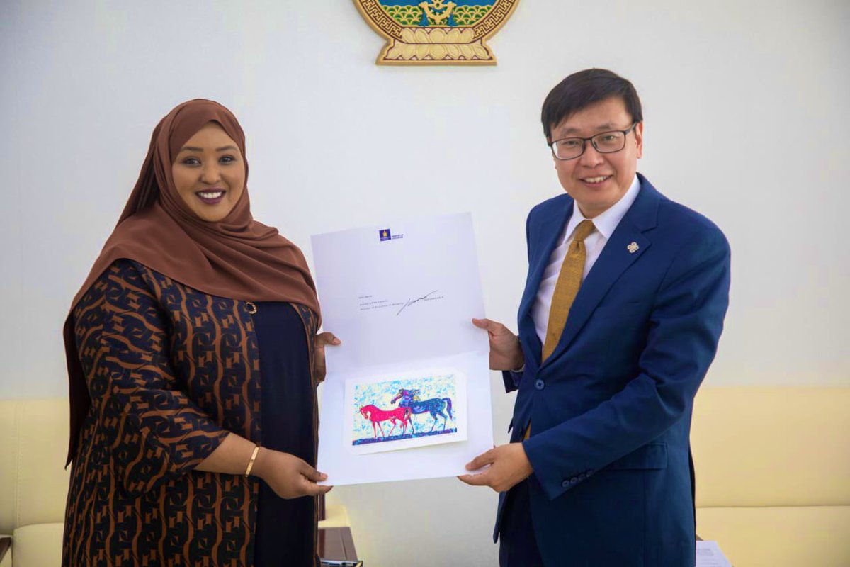 In Ulaanbaatar, I had the pleasure of meeting H.E. Battsetseg Batmunkh, Minister of Foreign Affairs &amp; Trade, and H.E. Purevsurengiin Naranbayar, Minister of Education and Science. We explored avenues for strengthening Somalia-Mongolia cooperation in education, diplomacy &amp; trade.