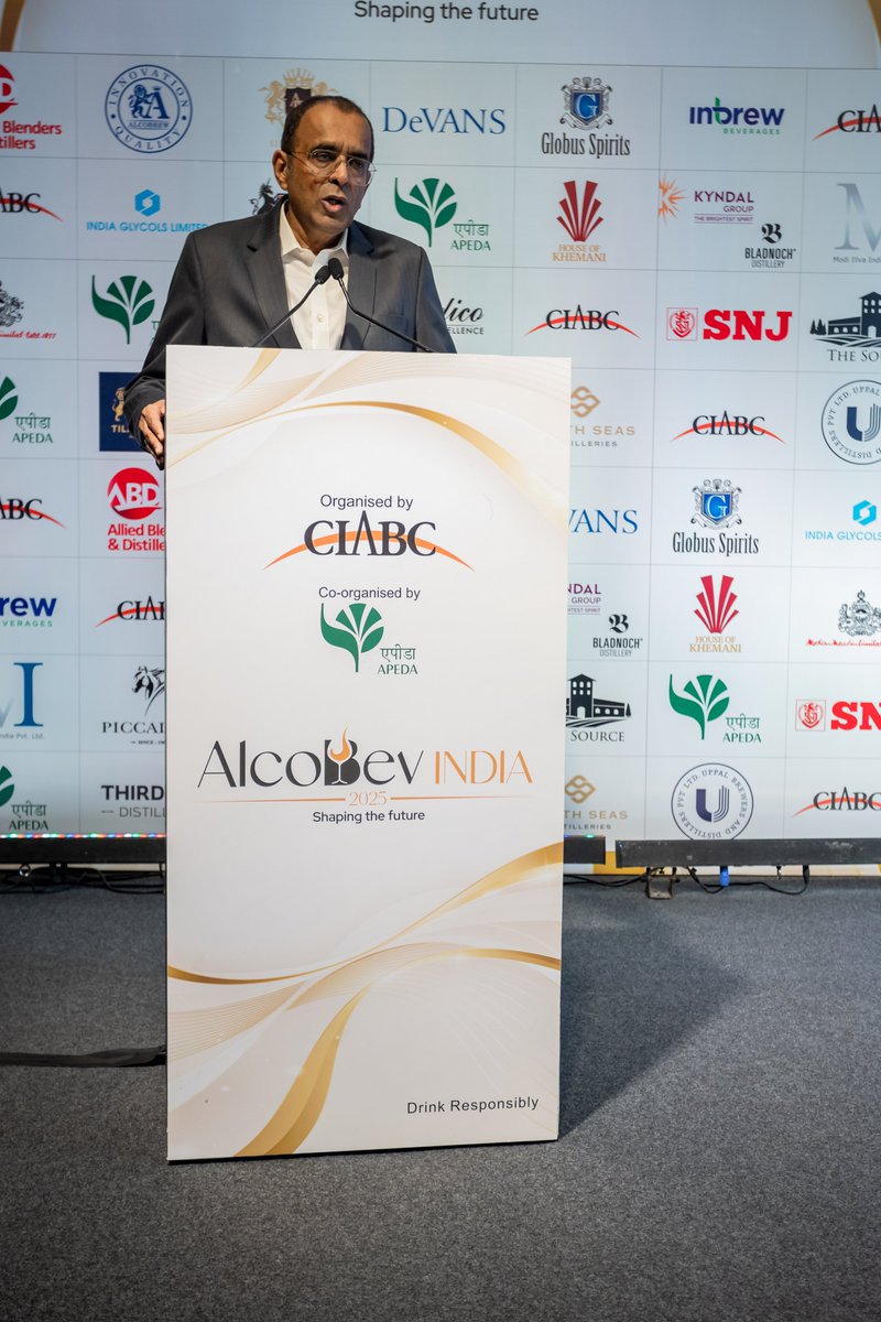 AlcoBevIndia's tweet photo. AlcoBev India 2025 kicks off with a powerful Welcome Address by CIABC DG Anant S. Iyer, highlighting the path to innovation and global competitiveness in India's alco-bev sector. #AlcoBevIndia2025 #CIABC #ShapingTheFuture https://t.co/5u3pnEao1w