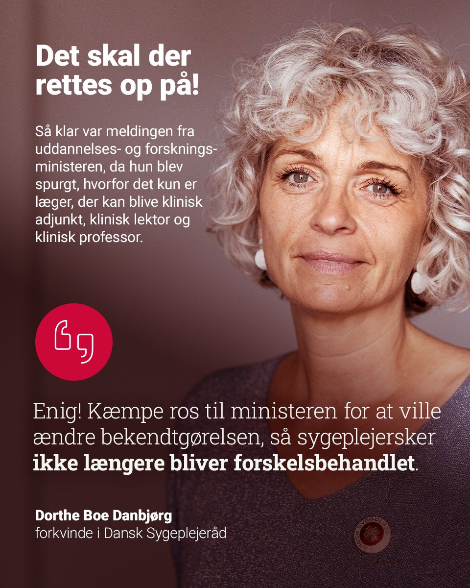 Dansk Sygeplejeråd (@sygeplejeraadet) on Twitter photo Sådan👊
<a href="/ChristinaEgelun/">Christina Egelund</a> vil give sygeplejersker adgang til klinisk-akademiske titler på lige fod med læger🙌 Tak til bl.a. <a href="/Sundhedsmonitor/">Sundhedsmonitor</a> og <a href="/pederhvelplund/">Peder Hvelplund</a> for at rette fokus mod åbenlys forskelsbehandling📢 #dkpol #dksund <a href="/dbdanbjorg/">Dorthe Boe Danbjørg</a>
sundhedsmonitor.dk/nyheder/strukt… Sådan👊
<a href="/ChristinaEgelun/">Christina Egelund</a> vil give sygeplejersker adgang til klinisk-akademiske titler på lige fod med læger🙌 Tak til bl.a. <a href="/Sundhedsmonitor/">Sundhedsmonitor</a> og <a href="/pederhvelplund/">Peder Hvelplund</a> for at rette fokus mod åbenlys forskelsbehandling📢 #dkpol #dksund <a href="/dbdanbjorg/">Dorthe Boe Danbjørg</a>
sundhedsmonitor.dk/nyheder/strukt…