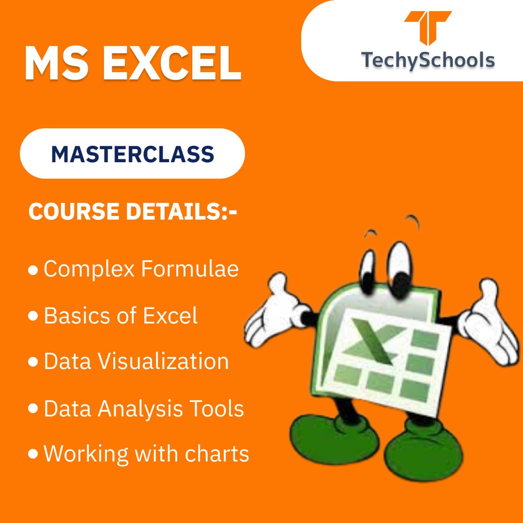 techyschools's tweet photo. Tired of basic spreadsheets? 
🤔 Unlock the full power of MS Excel! This Masterclass covers everything from fundamental concepts to advanced data analysis and stunning charts. 
Invest in your skills today! #MicrosoftExcel #DataDriven #Productivity #LearnSomethingNew https://t.co/95hqWGNyZ6