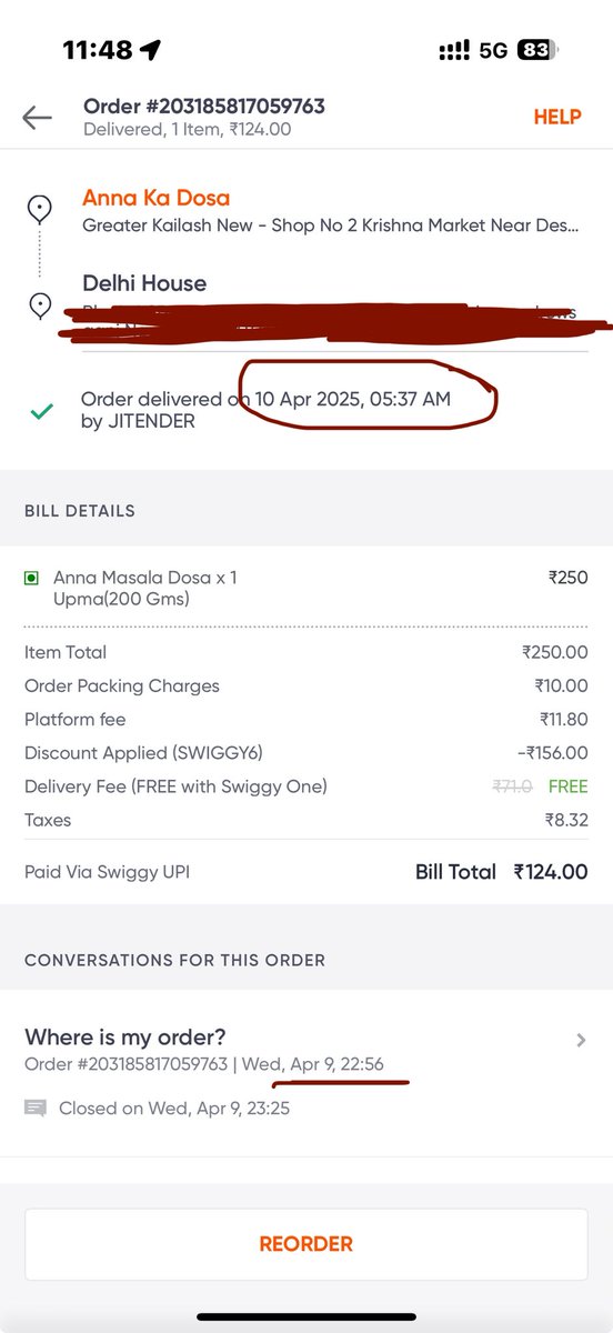vikassingh255's tweet photo. @Swiggy @SwiggyCares I don’t know  how many times do I have to write an email to Swiggy for requesting refund for an order which was never delivered to me. I have written 4 emails and contacted chat support but no reply has been received except for some shit AI response. https://t.co/KNhTml4FX9