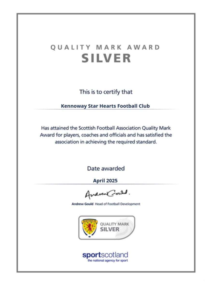 The Club has been awarded its Quality Mark again. This could not be done without the fantastic volunteer officials and kids, so thanks to them all. 💙💙