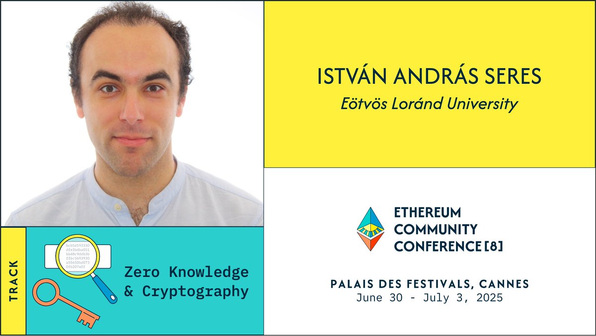 EthCC's tweet photo. Say hello to more EthCC[8] speakers!

István András Seres from Eötvös Loránd University (@Istvan_A_Seres)
Track: 🧬 Zero Knowledge & Cryptography

Alex Vinyas from CoW Swap
Track: 🏦 DeFi

Marcello Ardizzone from Polygon Labs (@marcell033)
Track: 🛠️ Built on Ethereum Demo

Gwen from Consensys (@Gwenole_M)
Track: 💡 For Developers and Users

See you in Cannes! 💙💛🧡