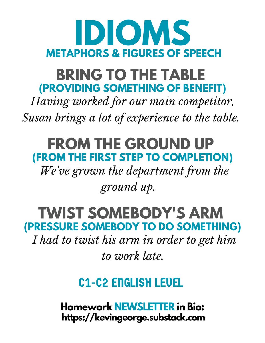 Slide 35
English idioms with business example sentences.
More phrases in thread🖊️
From Business English Bits Homework Newsletter📧
See link in bio or comments ⬇️
#twinglish #ESL #teachers #idioms #vocabulary #Englishgrammar #LanguageLearning #LearnEnglish