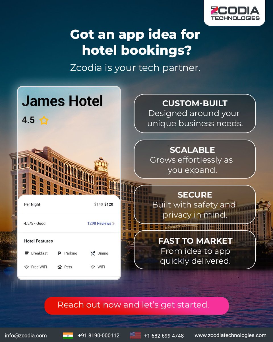 zcodia's tweet image. Turn your hotel booking idea into a powerful app with Zcodia—secure, scalable, and ready fast!

📧 info@zcodia.com
📞 India: +91 8190-000112 | USA: +1 682 699 4748
🌐 zcodiatechnologies.com

#HotelBookingApp #AppDevelopment #ZcodiaTechnologies #CustomApps