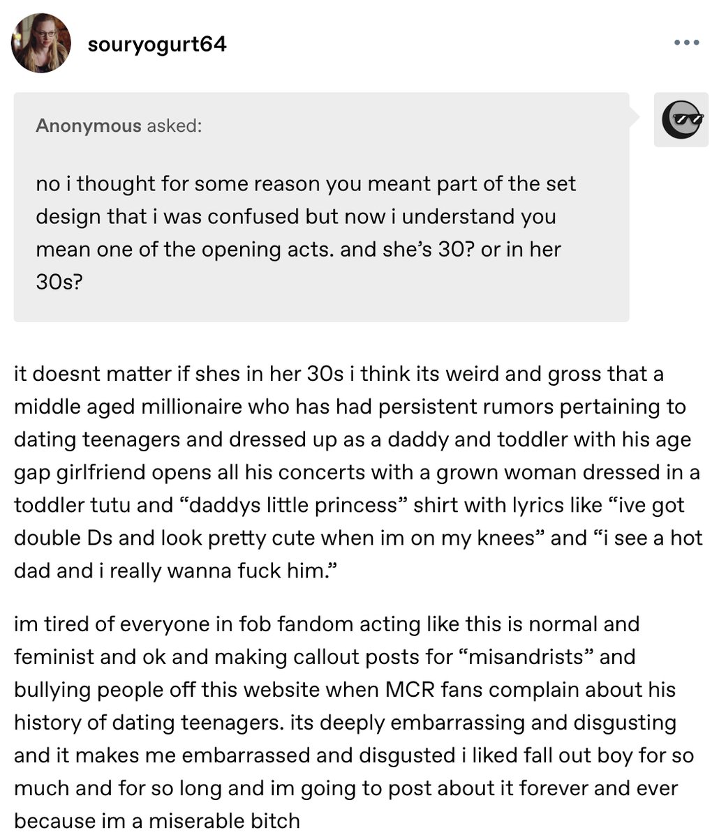 gohandayo334's tweet image. This girl continues to be the most based person in the fob fandom