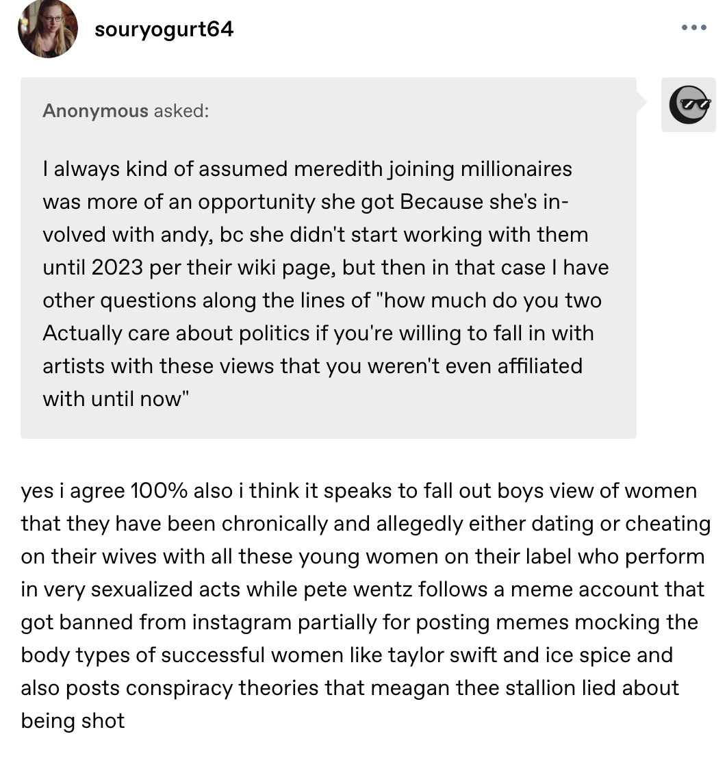 gohandayo334's tweet image. This girl continues to be the most based person in the fob fandom