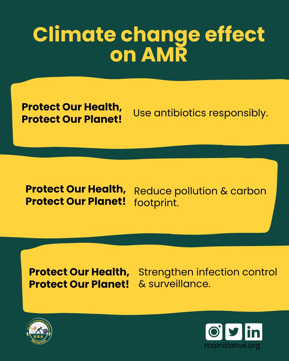 Today, we wrap up our #FridayResearchSeries on climate change and AMR with a powerful call to action. 🌍💊

Fighting AMR is a shared responsibility. From responsible antibiotic use to reducing pollution and strengthening health systems—each of us has a role to play.

Let’s