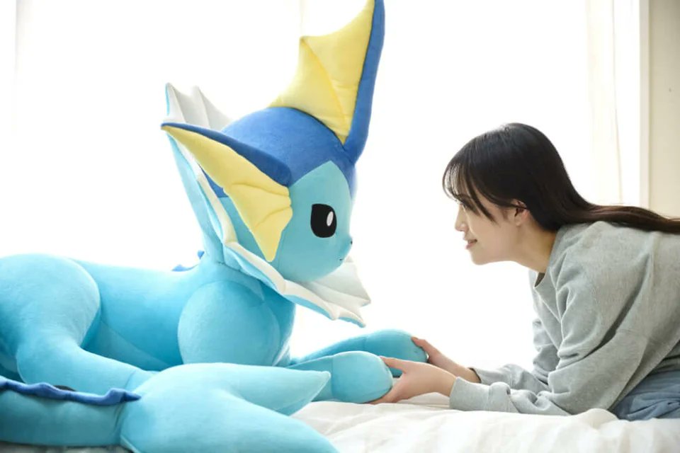 PokemonGOHubNet's tweet photo. Pokémon Company is releasing life size Eeveelution plushes. Retails for 44,000 Japanese Yen or about $310 USD. Orders are expected to ship in November of this year.