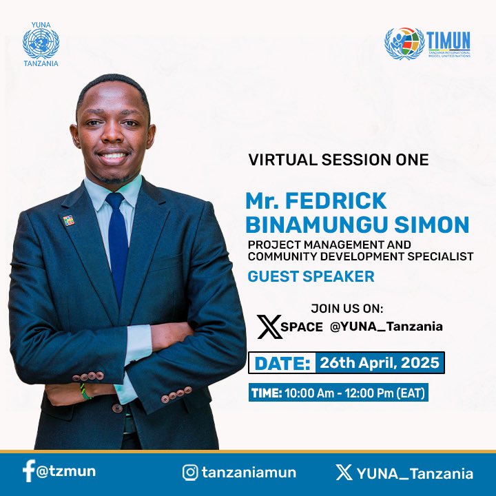 We are honored to have Mr. Frederick Binamungu Simon this Saturday for a virtual session
As a climate advocate and international negotiator, Mr. Binamungu brings rich insight into community resilience and clean energy initiatives that empower youth

26th April 2025 | 10:00 AM EAT