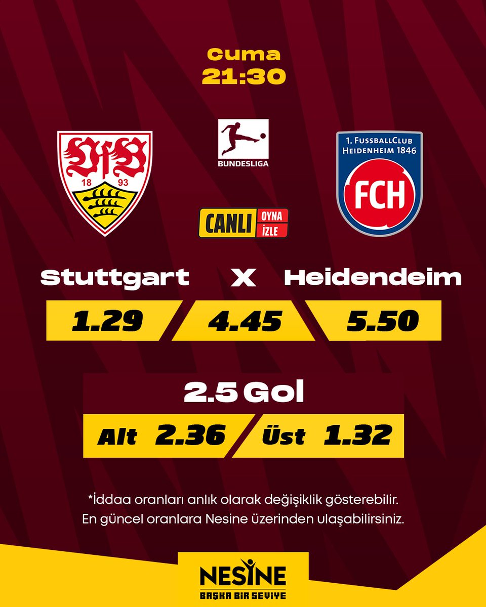 Almanya Bundesliga'da Stuttgart ve Heidenheim karşı karşıya!

Stuttgart - Heidenheim mücadelesi CANLI OYNA - CANLI İZLE servisleriyle Nesine'de!

Hemen Oyna - Canlı İzle --&gt; nsn.tc/3EDZiFZ