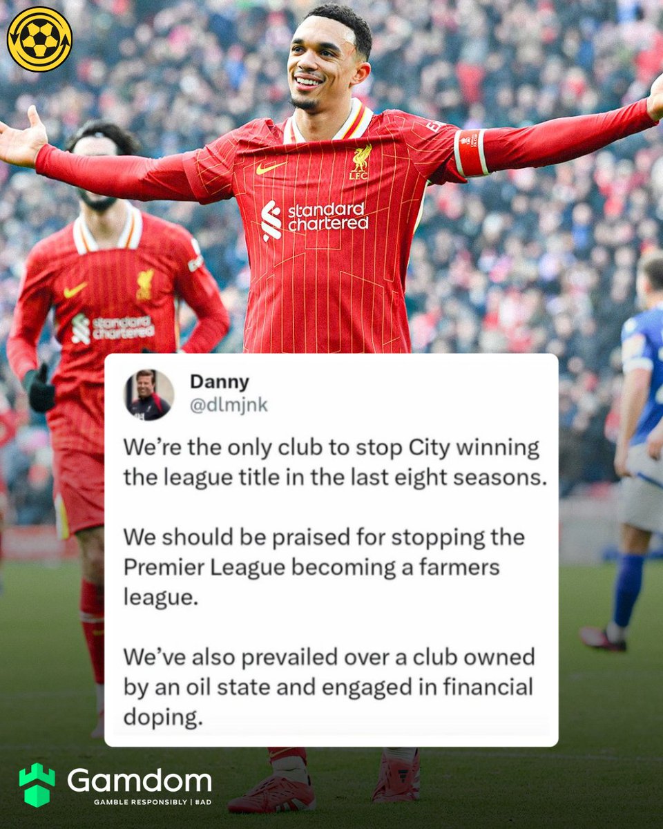 ✍️ "Liverpool are the only club stopping the Premier League turning into a Farmer's League."

Do you agree? 🤔
