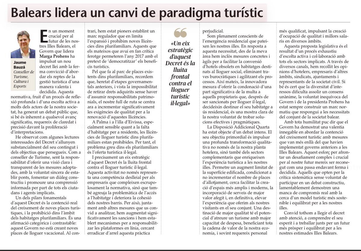 Convidem tothom a llegir el Decret amb atenció…

<a href="/goib/">Govern de les Illes Balears</a> <a href="/turismeGOIB/">Conselleria Turisme, Cultura i Esports</a> 
<a href="/MargaProhens/">Marga Prohens</a> 
<a href="/Jbauzamayol/">Jaume Bauzà Mayol</a> 

<a href="/UHmallorca/">Ultima Hora Mallorca</a>