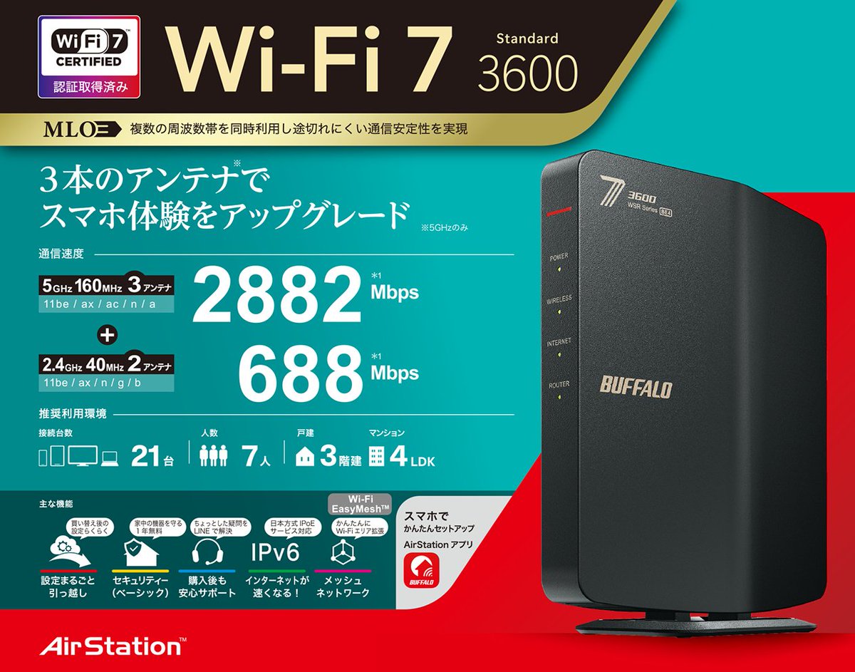 新商品】Wi-Fi 7対応のデュアルバンドWi-Fiルーター・スタンダード 新商品】Wi-Fi 7対応のデュアルバンドWi-Fiルーター・スタンダード