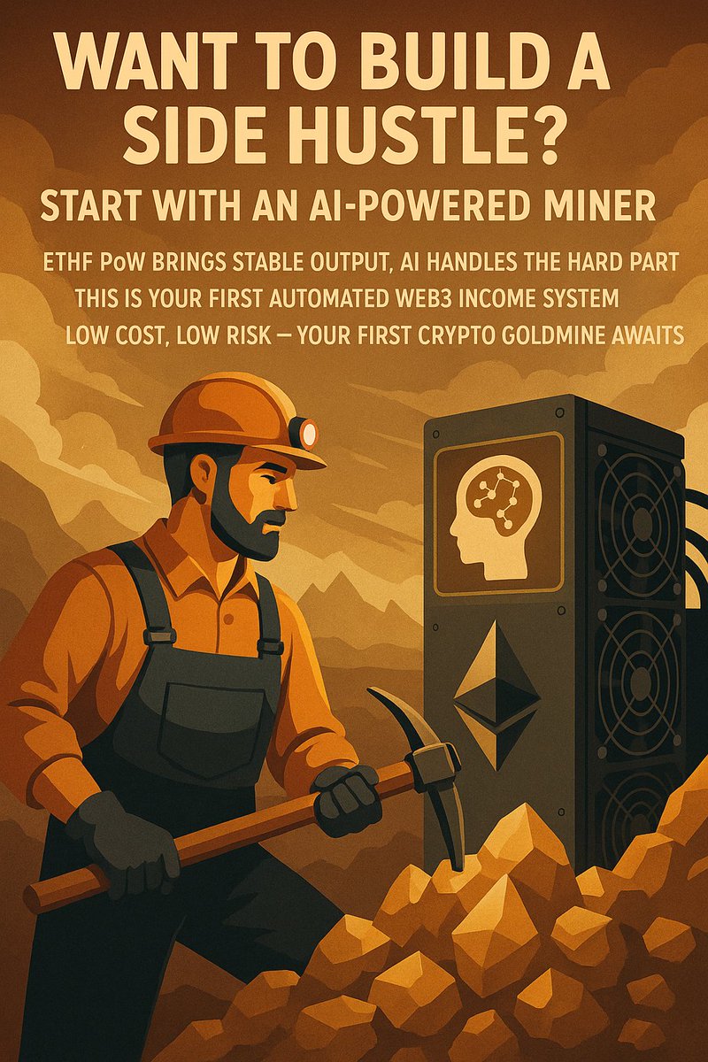 gougoubi_ai's tweet photo. ๐ผ Want to build a side hustle? Start with an AI-powered miner
ETHF PoW brings stable output, AI handles the hard part
This is your first automated Web3 income system
Low cost, low risk โ your first crypto goldmine awaits
#ETHF #CryptoSideHustle #StartWeb3 #AutomatedMining #AIBusinessTools
