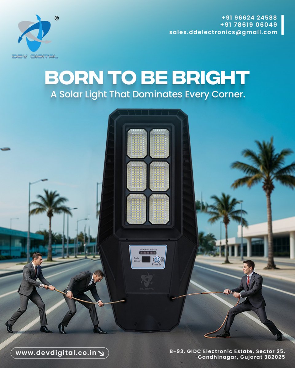 Devdigital01's tweet image. Solar LED Street Lights Available! 🌞

Features:

-High Lumens, Energy-efficient
-Durable &amp;amp; Weather-resistant (IP65)
-Long-lasting Lithium Battery
-Eco-friendly, Zero electricity cost
-Easy installation, no wiring

Price: 990/- + GST (MOQ 100pcs)
 Warranty: 2 Years

#SolarLED