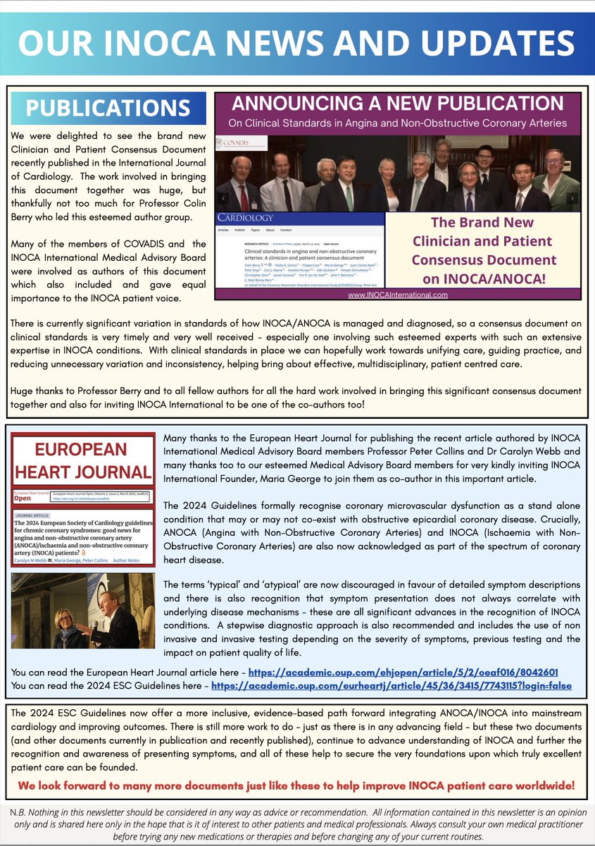 Page 7 of our Easter Newsletter is the first of 2 INOCA news and updates pages and we start off with 2 brand new publications on INOCA! 😍

You can view/download our newsletters here -
inocainternational.com/newsletters/