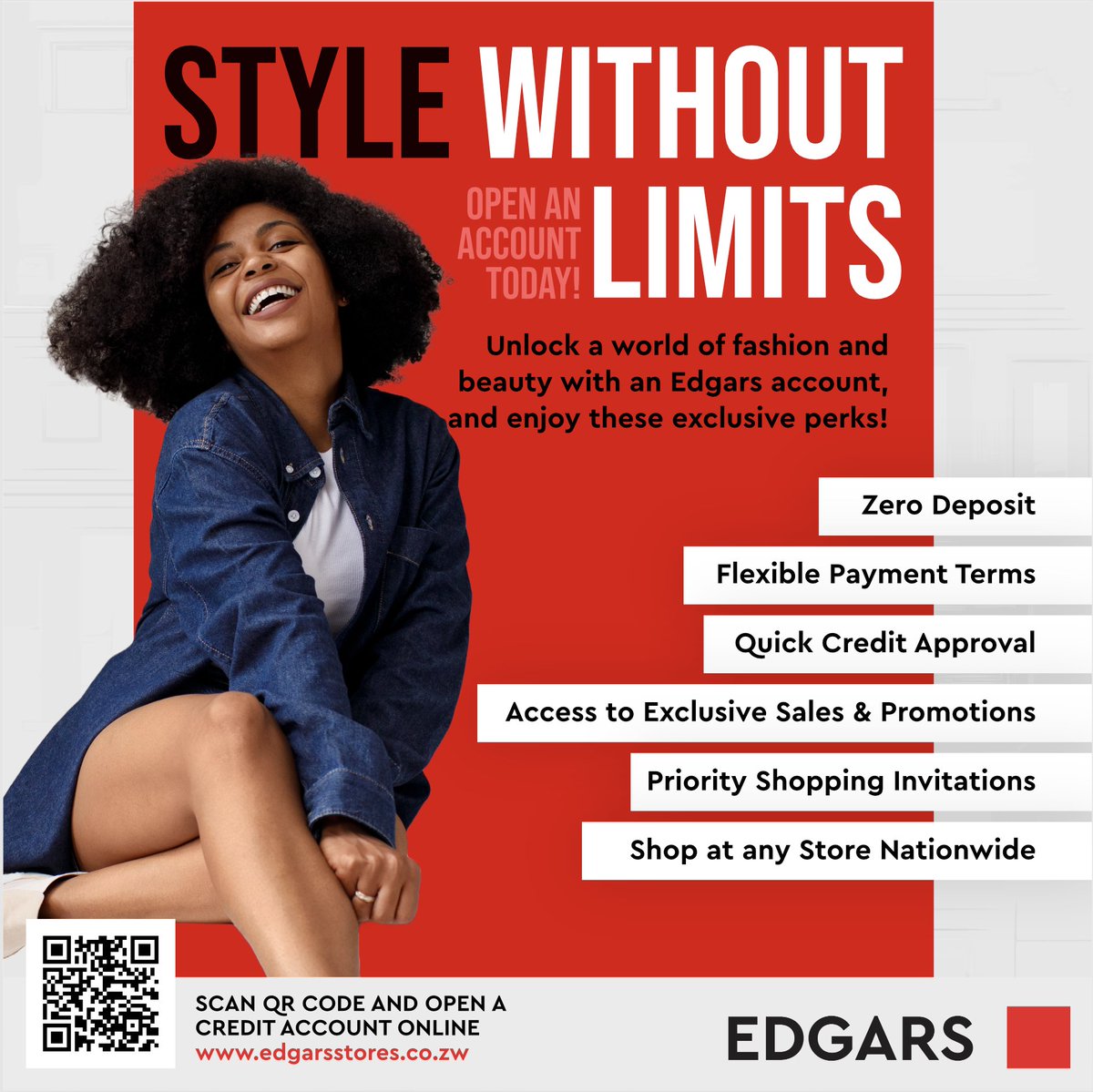 EdgarsZW's tweet image. Enjoy more, stress less.
Open your Edgars Credit Account today and unlock exclusive shopping benefits.
#EdgarsCreditAccount #ShopSmart #StyleWithEase