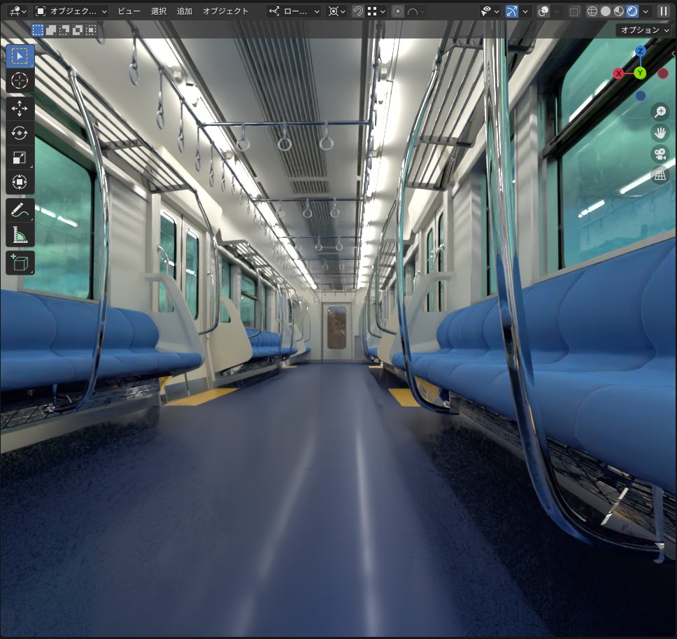 R_eu8's tweet photo. 壁の色を修正した
#blender #b3d #電車 https://t.co/qPS4AAEUvg