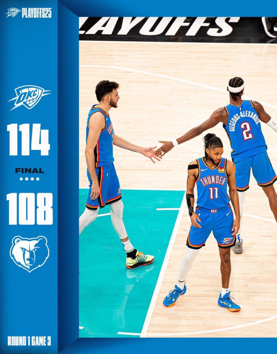 Los OKC Thunder remontaron anoche 32 puntos ‼️ para acabar llevándose el partido y poner el 3-0 en la eliminatoria frente a Memphis Grizzlies. Brutal