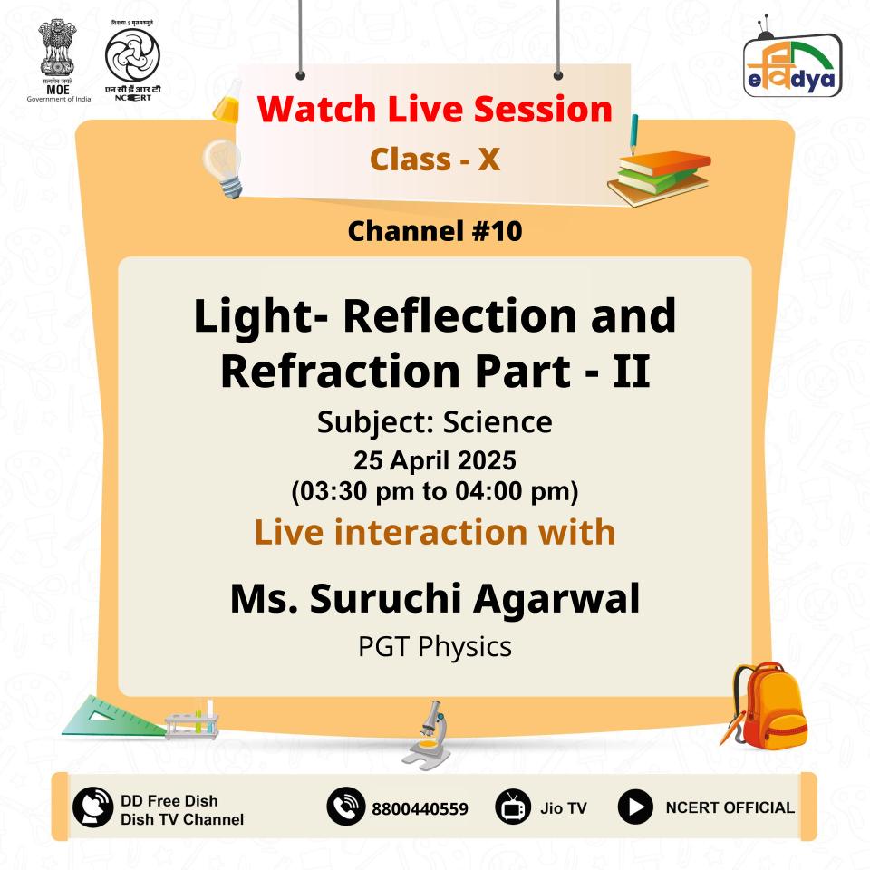 ncert's tweet photo. Also, you can watch e Contents live on “NCERT OFFICIAL” YouTube Channel and view through Cable Network: DD free dish & dish TV and PMeVIDYA DTH TV channels 1 - 12.
#NCERT #LiveSession #EducationForAll #FreeEducation #PMeVidya #elearning #DigitalLearning #watchlivestream #watchlivehere #liveshows #liveshowsforkids #englishclassesonline @ProfSaklani @ap_behera