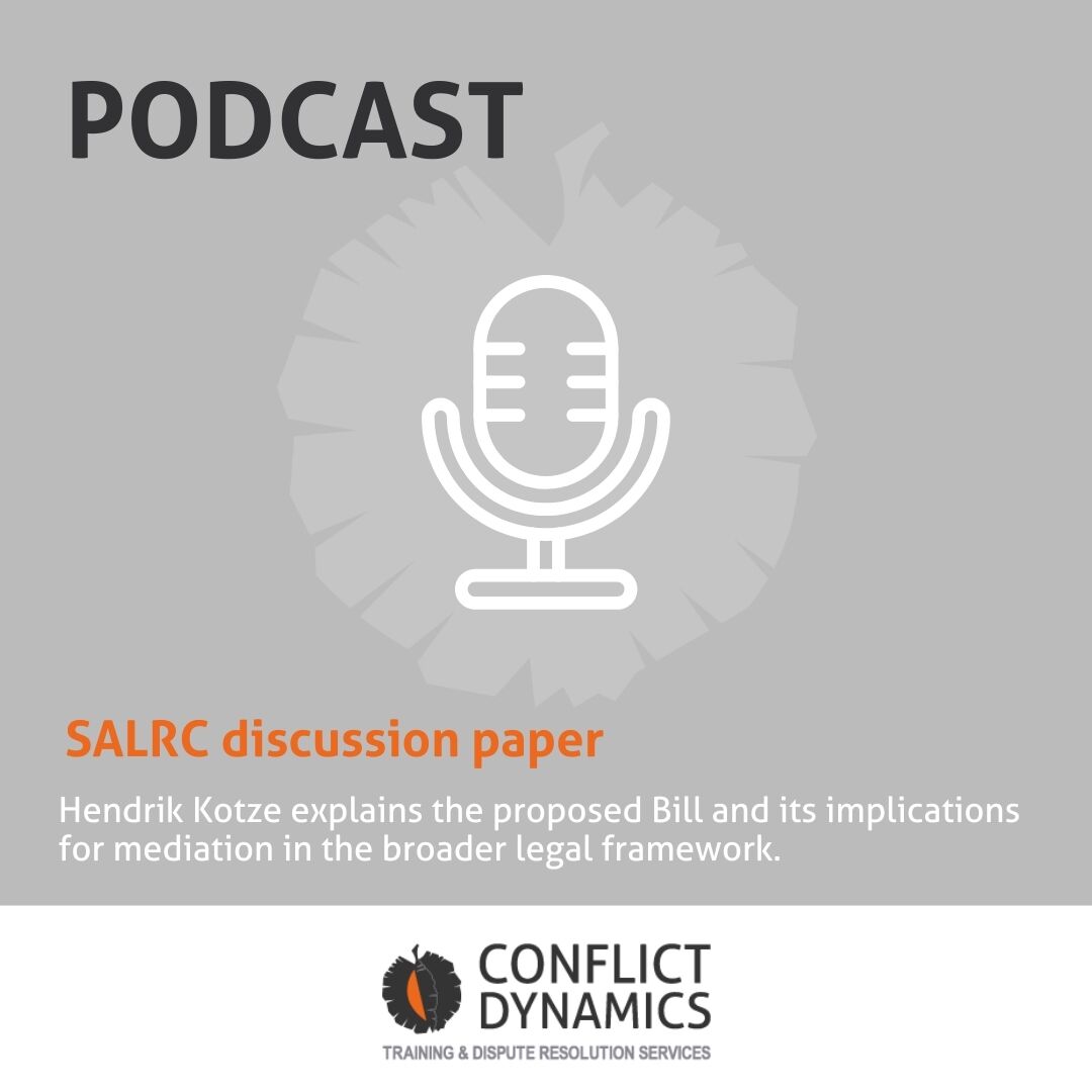 The 𝗦𝗔 𝗟𝗮𝘄 𝗥𝗲𝗳𝗼𝗿𝗺 𝗖𝗼𝗺𝗺𝗶𝘀𝘀𝗶𝗼𝗻 has released a discussion paper on a proposed Mediation Act for SA. Hendrik Kotze unpacks the Bill &amp; its impact on mediation. 🗓️ Submissions due 30 April 2025. Listen to podcast here: tinyurl.com/y4yh7sav #ConflictDynamicsSA