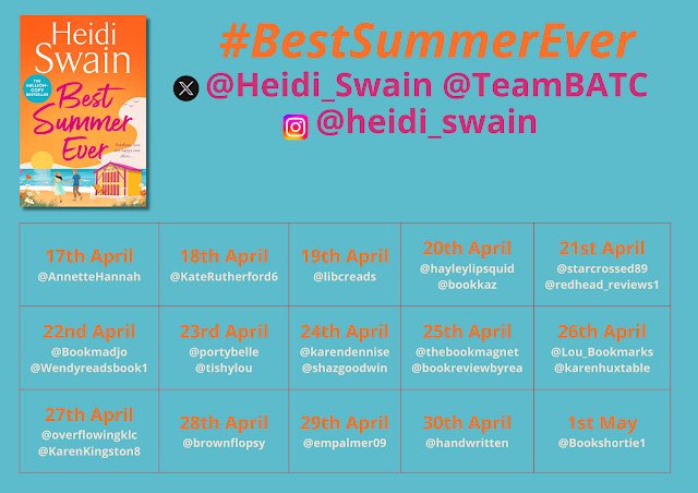 Rea's Book Reviews ๐ (@bookreviewbyrea) on Twitter photo reabookreview.blogspot.com/2025/04/best-sโฆ
Today it is my stop on the blogtour for #BestSummerEver by <a href="/Heidi_Swain/">Heidi Swain ๐๐งก๐</a> โ๏ธ
This was another wonderfully comforting Summer story by Heidi Swain full of friendships, romance and new beginnings.
#booktwt reabookreview.blogspot.com/2025/04/best-sโฆ
Today it is my stop on the blogtour for #BestSummerEver by <a href="/Heidi_Swain/">Heidi Swain ๐๐งก๐</a> โ๏ธ
This was another wonderfully comforting Summer story by Heidi Swain full of friendships, romance and new beginnings.
#booktwt