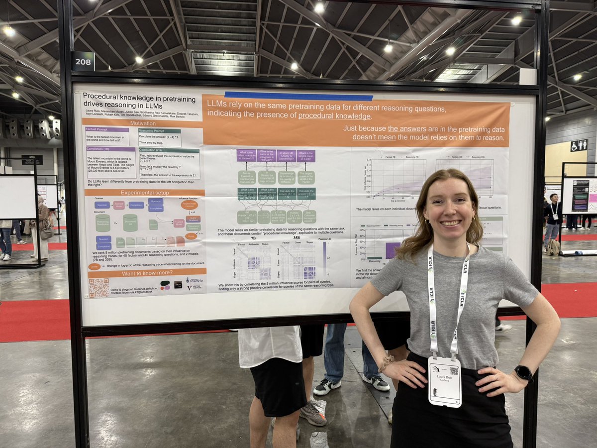 Edward Grefenstette (@egrefen) on Twitter photo At #ICLR2025? Come and see <a href="/LauraRuis/">Laura Ruis</a> present these amazing results on how LLMs exploit data in different ways to learn facts vs capabilities. Happening now at poster 208 in Hall 3! 🚀 At #ICLR2025? Come and see <a href="/LauraRuis/">Laura Ruis</a> present these amazing results on how LLMs exploit data in different ways to learn facts vs capabilities. Happening now at poster 208 in Hall 3! 🚀