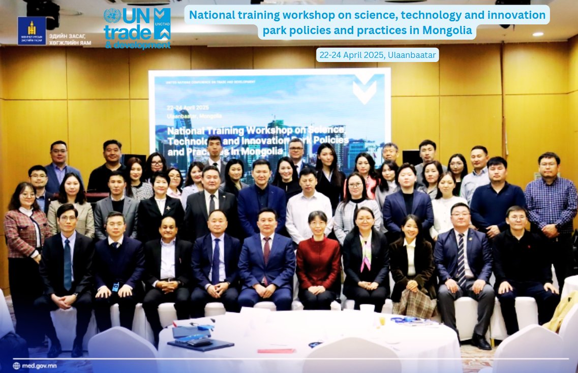 The science, #technology and innovation (#STI) park and practice workshop in Mongolia concluded on 24 April 2025. A major step in Mongolia's efforts to harness STI for development #Innovation #SustainableDevelopment #UNCTAD unctad.org/meeting/nation…