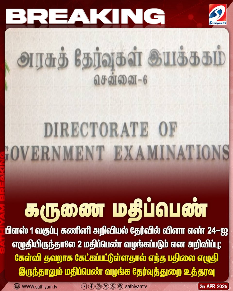 sathiyamnews's tweet photo. பிளஸ் 1 வகுப்பு கணினி அறிவியல் தேர்வில் கருணை மதிப்பெண் வழங்க தேர்வுத்துறை உத்தரவு
#sathiyamtv #sathiyamnews #11thExam #Gracemarks #ComputerScience #ExaminationDepartment https://t.co/KDMDEPwnVV