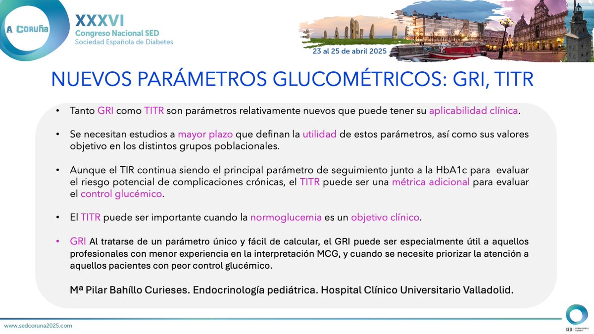 SED Diabetes (@sediabetes) on Twitter photo #SEDiab2025 🔵 Encuentro con la experta Pilar Bahillo Curieses - <a href="/pilarbahilloc/">Pilar Bahillo</a>:
Nuevos parámetros glucométricos: índice de riesgo glucémico y tiempo en rango estrecho
📊 Hacia una monitorización más precisa para una toma de decisiones más ajustada.
#DiabtESP #SEDiabetes #MCG #SEDiab2025 🔵 Encuentro con la experta Pilar Bahillo Curieses - <a href="/pilarbahilloc/">Pilar Bahillo</a>:
Nuevos parámetros glucométricos: índice de riesgo glucémico y tiempo en rango estrecho
📊 Hacia una monitorización más precisa para una toma de decisiones más ajustada.
#DiabtESP #SEDiabetes #MCG