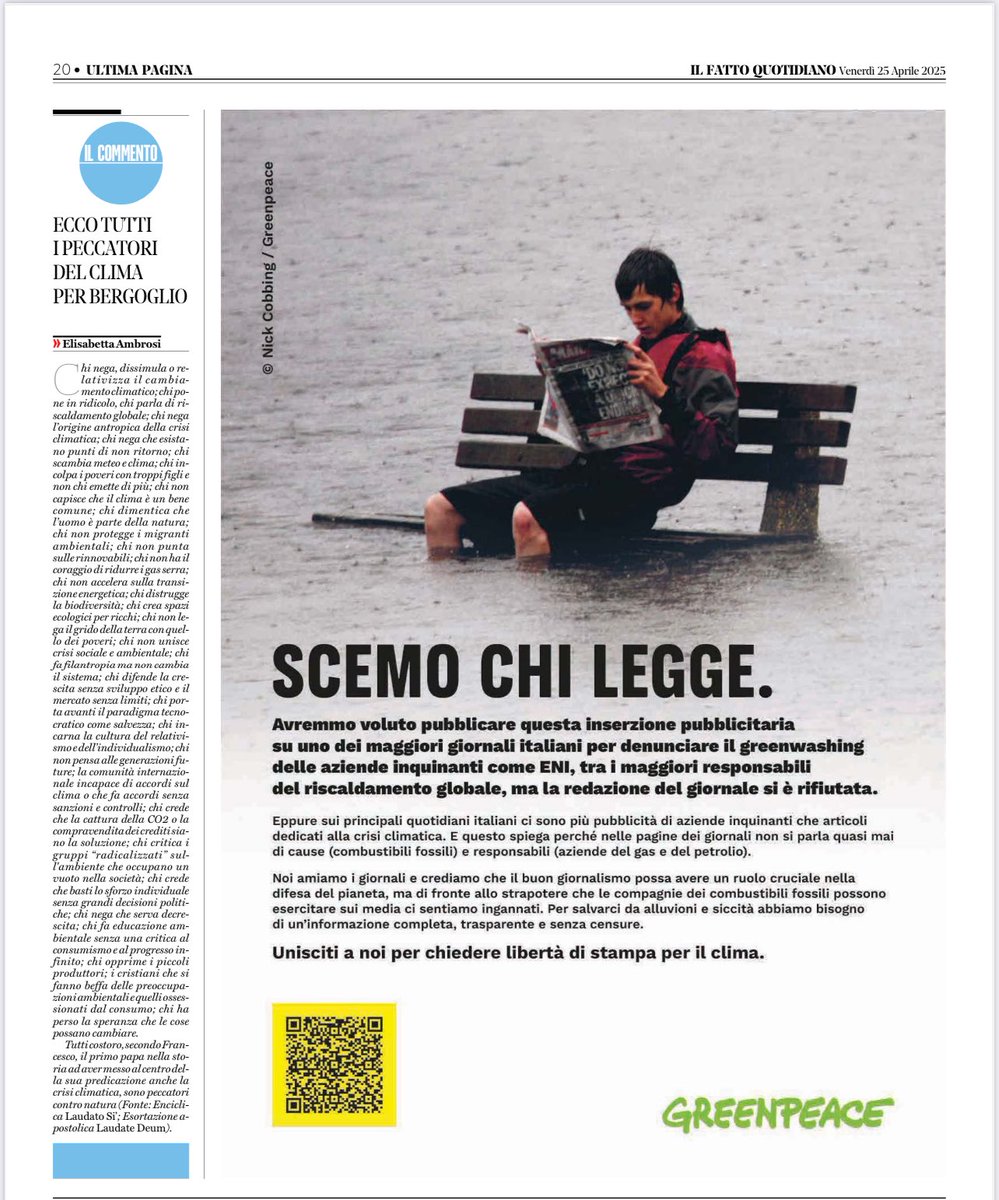 Marco Lillo (@marcolillo) on Twitter photo Questa pagina si può leggere solo su <a href="/fattoquotidiano/">Il Fatto Quotidiano</a>. <a href="/Greenpeace_ITA/">Greenpeace Italia</a> spiega il greenwashing “sui grandi quotidiani ci sono più pubblicità di aziende inquinanti che articoli sulla crisi climatica”.Aggiungo: al Fatto fanno causa per milioni. Ad altri danno milioni Questa pagina si può leggere solo su <a href="/fattoquotidiano/">Il Fatto Quotidiano</a>. <a href="/Greenpeace_ITA/">Greenpeace Italia</a> spiega il greenwashing “sui grandi quotidiani ci sono più pubblicità di aziende inquinanti che articoli sulla crisi climatica”.Aggiungo: al Fatto fanno causa per milioni. Ad altri danno milioni