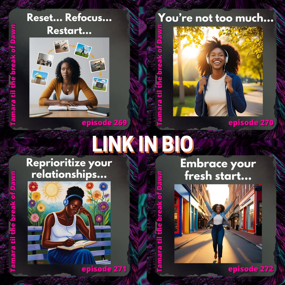 🚨👀 #ICYMI RECENT EPISODES 👀🚨

🎙Episodes 269-272
.
.
🎧 👉🏾 “Tamara til the break of Dawn” 👉🏾 linktr.ee/TamaraDawn

#Tamaratilthebreakofdawn #TamaraTheDawnInc #podcast #podcaster #contentcreator #YouTube ✊🏾❤️