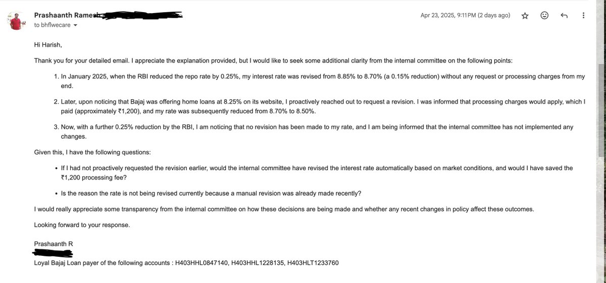 prashaanth1993's tweet photo. @Bajaj_Finserv #BajajHomeLoan #CustomerExperience Why are the support people not responding to the question directly but stating something which has Minimal/No Details. Attached 3 images of conversation. Let me know if i dont know how to ask questions! https://t.co/RkJoPwSsez