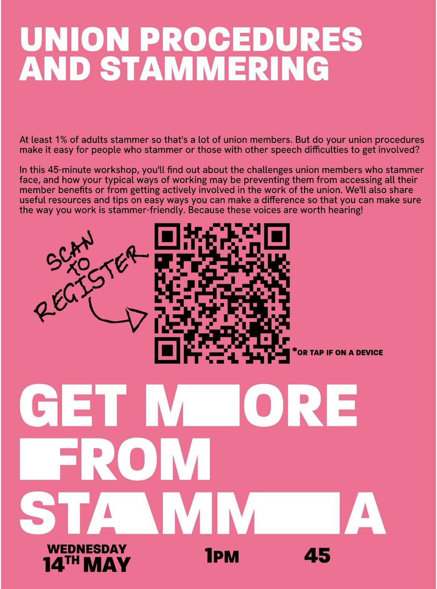 StammeringUnion's tweet photo. Are you an active trade unionist ? Come and hear how our movement could be more welcoming to members who stammer and encourage them to become an activist at all levels of the movement https://t.co/0Y4kJUajD1