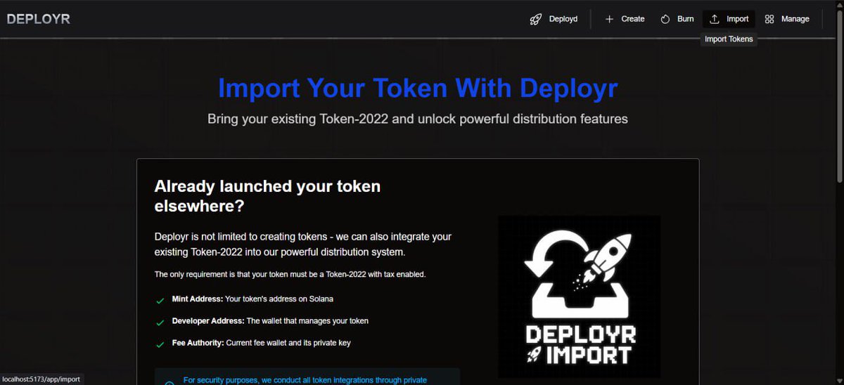 Import tokens with #Deployr 

From today you will be able to import your token from other launchpads or migrate an existing tax token to start using #deployr’s one of a kind distribution system.

deployr.tech/app/import