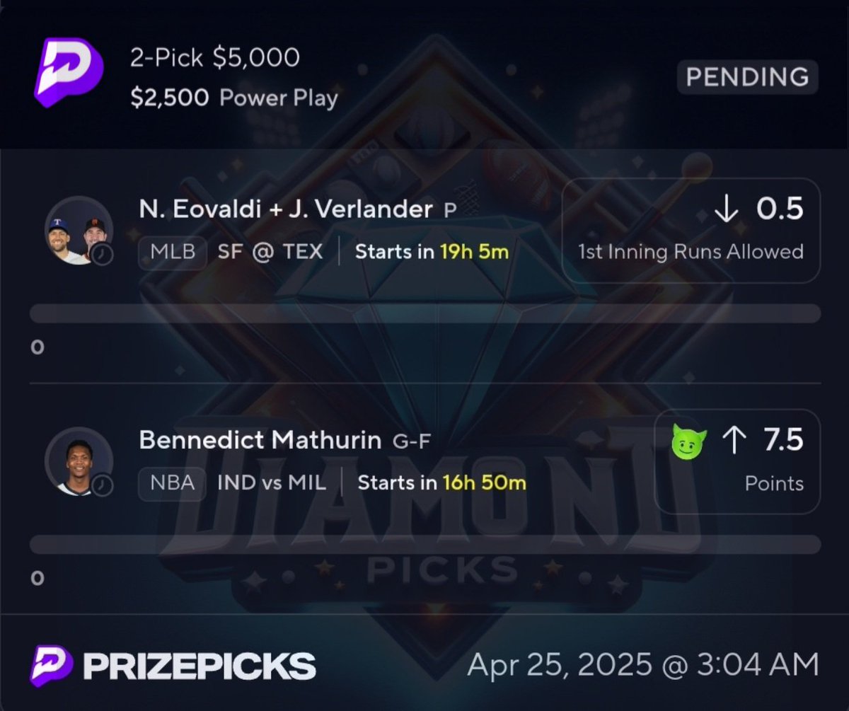 DiamondPicksss's tweet image. Sending $200 to 2 FOLLOWERS who LIKE/RT if this hits ✅️✅️✅️✅️

🌙 LATE NIGHT 2MAN ⚾️🏀

This is SMACKING ✅️✅️

📲 JOIN MY DUBCLUB 🔥

⬇️ {FREE VIP} ⬇️
(dubclub.win/r/p/pri-rc7vs/…)

 #PrizePicks | #GamblingX