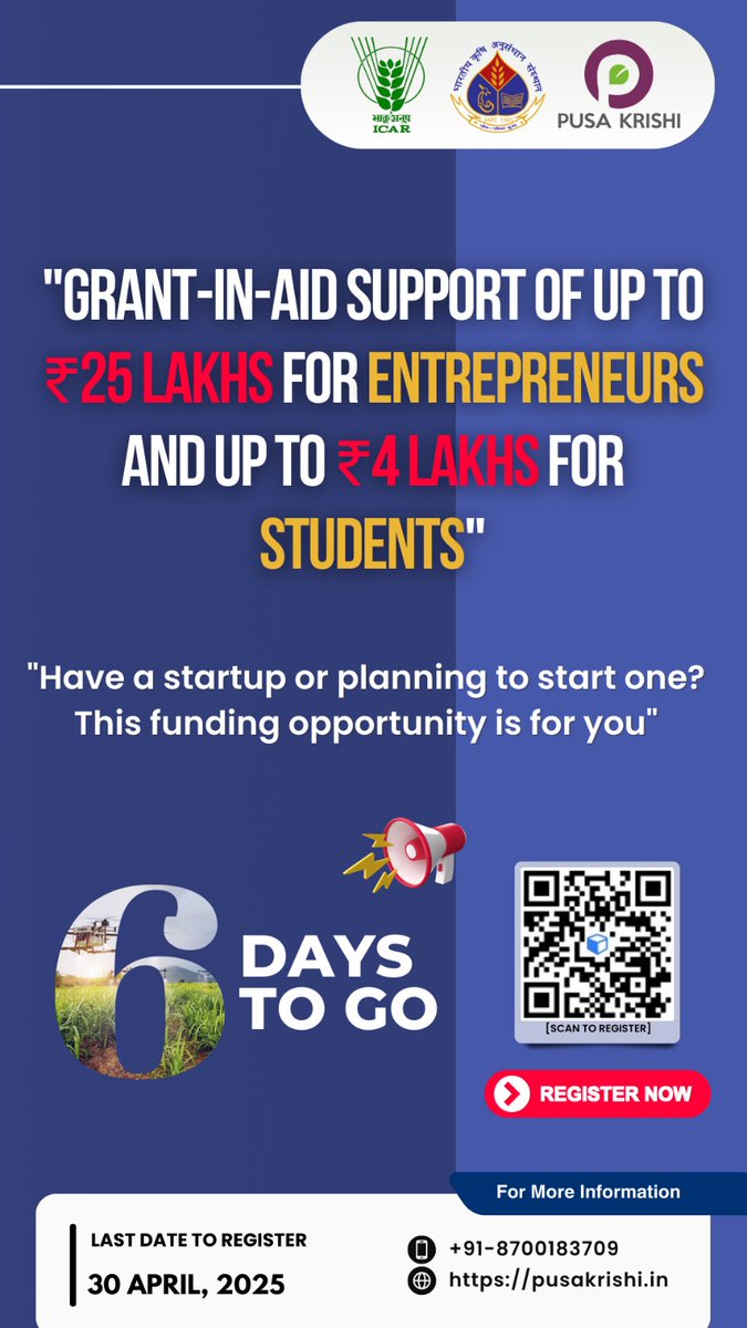 ⏳ Time is running out!

🚀 Hurry and register for UPJA &amp; ARISE 2025 to unlock complete incubation support for your agri-startup dreams!
💡 Don’t miss this chance to grow, innovate and thrive with expert guidance and resources.
#AgriInnovation #StartupSupport #Entrepreneurship