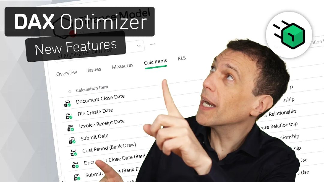 marcorus's tweet photo. We have just released DAX Optimizer 1.4!

The tool now analyzes DAX expressions in:
- Row-Level Security (RLS)
- Calculation groups

These features are also integrated in the new release of Tabular Editor 3.

Read more:
https://t.co/s4Fi5c2GDt

#dax #powerbi https://t.co/BRoqKWWbvB