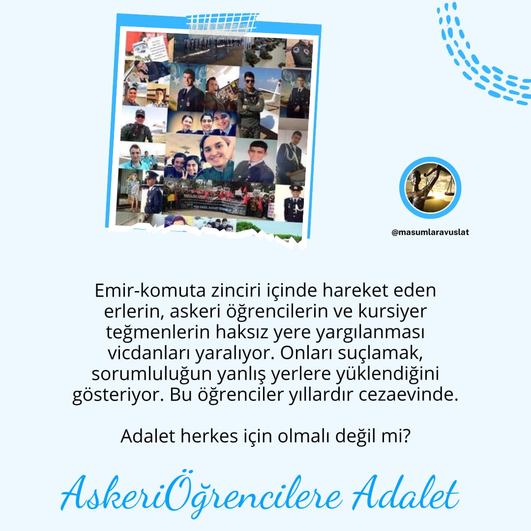 Askeri öğrencilerin, erlerin, kursiyer teğmenlerin çığlığını da duyuyor musunuz?

Yalnızca komutanlarının talimatlarına uyan ve hiçbir cana/mala zarar vermedikleri halde, müebbet ceza verilen bu gençlerin tutukluluğu 8,5 yıldır devam ediyor. <a href="/emrkongar/">Emre Kongar</a>

AskeriÖğrencilere Adalet