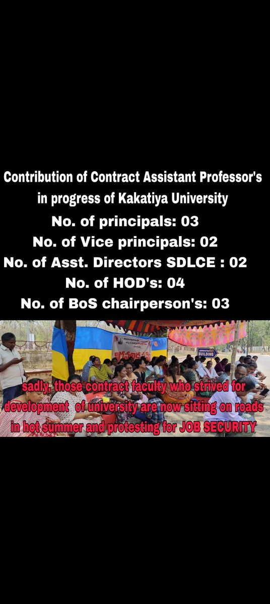 NagaiahT1's tweet photo. Contributions of contract Assistant Professor's in progress of Kakatiya University @TelanganaCMO   #Assistantprofessorcontract #regularizationofcontractfaculty https://t.co/JuOt3jEiRd