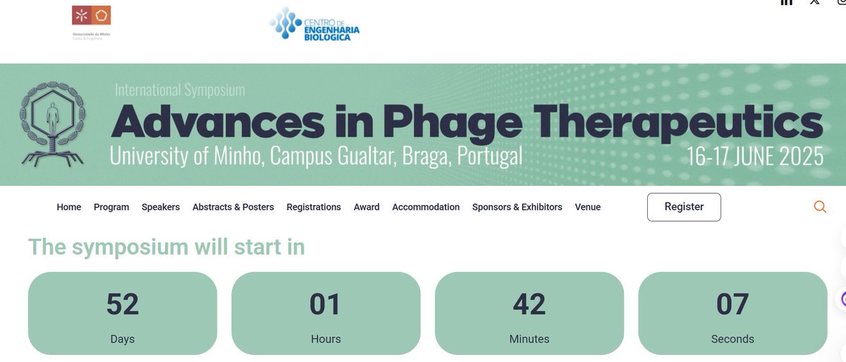 Africa Phage forum (@phageforum) on Twitter photo 1st International Symposium on Advances in Phage Therapeutics 
Register : events.skyros-congressos.pt/form/congress/… 1st International Symposium on Advances in Phage Therapeutics 
Register : events.skyros-congressos.pt/form/congress/…