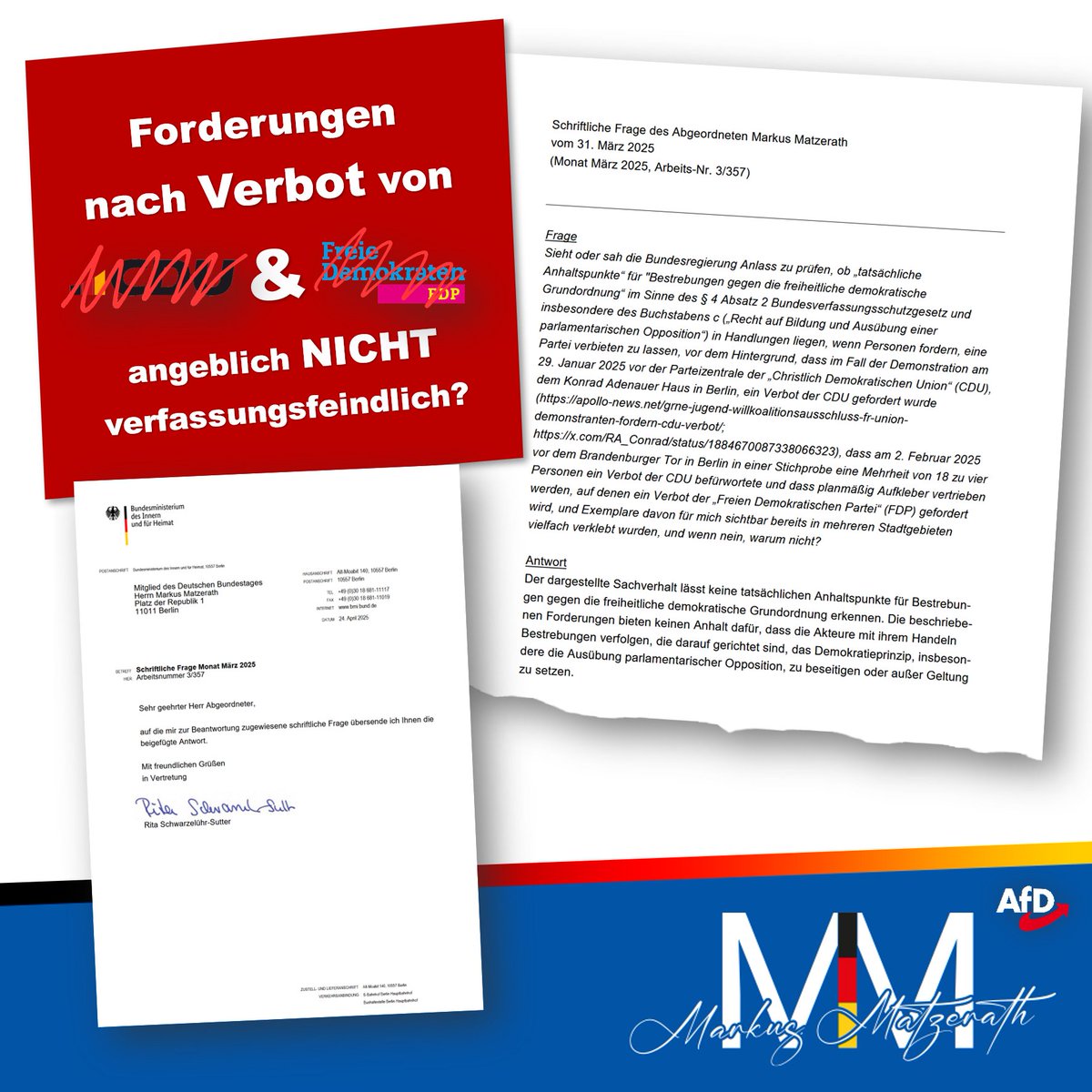 MarkusMatzerath's tweet photo. Linkextreme Forderungen nach #CDUVerbot und #FDPVerbot sei demokratisch, findet die Bundesregierung. Meine Frage wurde nicht vollständig beantwortet und BReg streitet nur pauschal und unsubstantiiert ab. https://t.co/c2qsMxLx7W