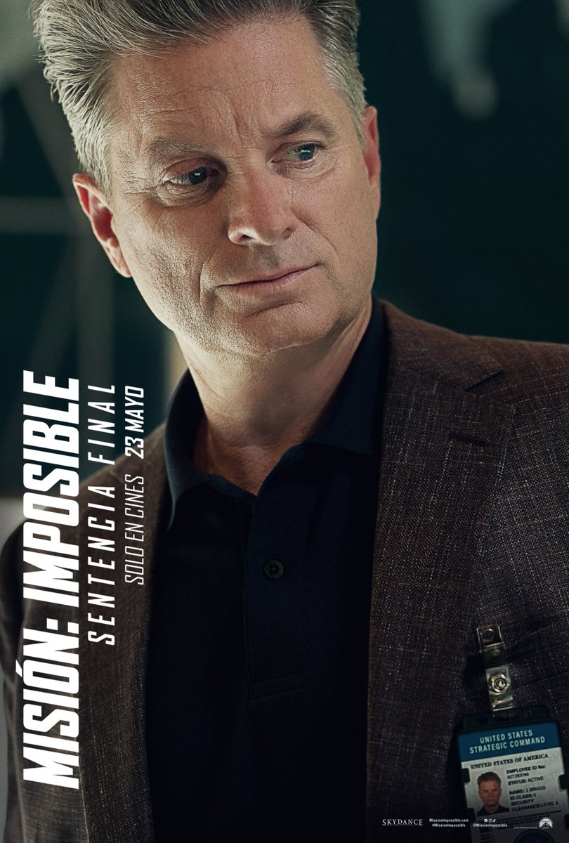 Primeros pósters españoles para 'MISIÓN IMPOSIBLE: SENTENCIA FINAL'. Y terminamos con Hayley Atwell, Henry Czerny, Hannah Waddingham y Shea Whigham
Estreno en cines: 23 de mayo <a href="/paramount_spain/">Paramount Pictures Spain</a>