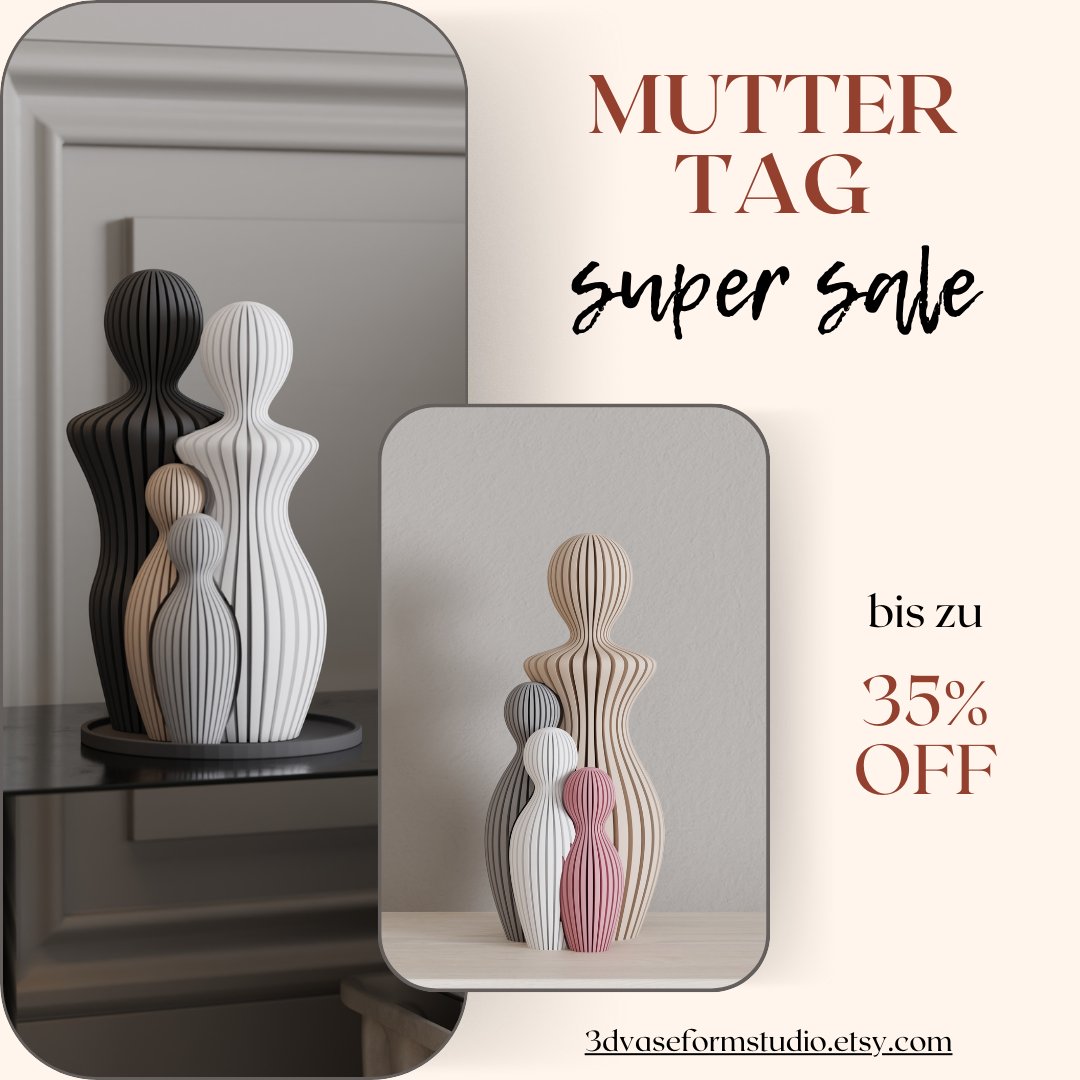 🌸 Celebrate Mother’s Day with Love and Art! 🌸   Discover our handcrafted 3D-printed sculptures that symbolize the deep bond between mother and child. Perfect as a heartfelt gift or a stunning home decoration.

3dvaseformstudio.etsy.com

#MothersDay #mothersdaygift #handmade