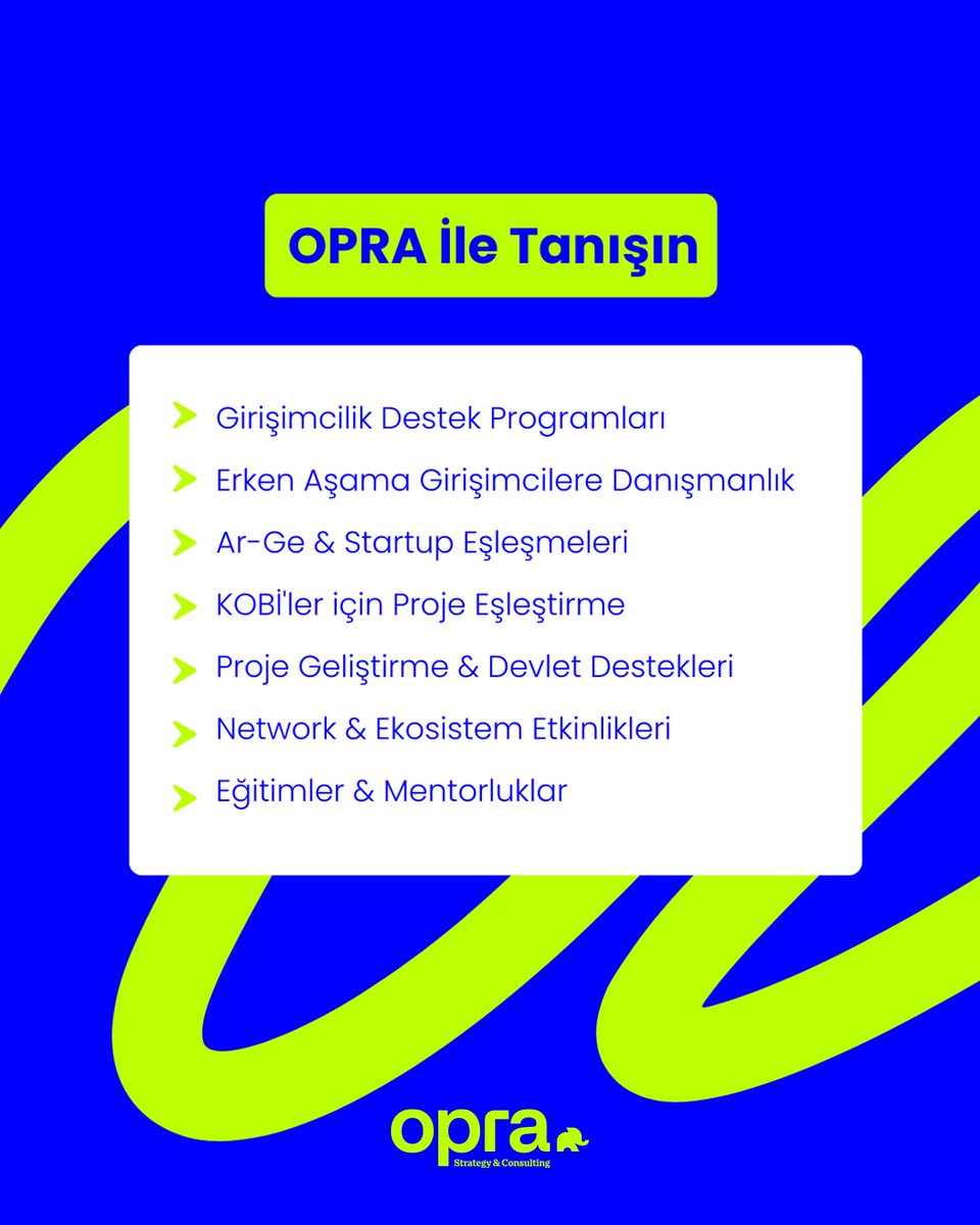 📌 OPRA Strategy ile tanışın: 

✅ Girişimcilik destekleri ✅ Ar-Ge eşleşmeleri ✅ Devlet destek danışmanlığı ✅ Proje yazımı &amp; yürütme ✅ Eğitim ve mentorluk
Stratejiniz yoksa, OPRA var. #Girişimcilik #ArGe #DevletDestekleri #OPRAStrateji