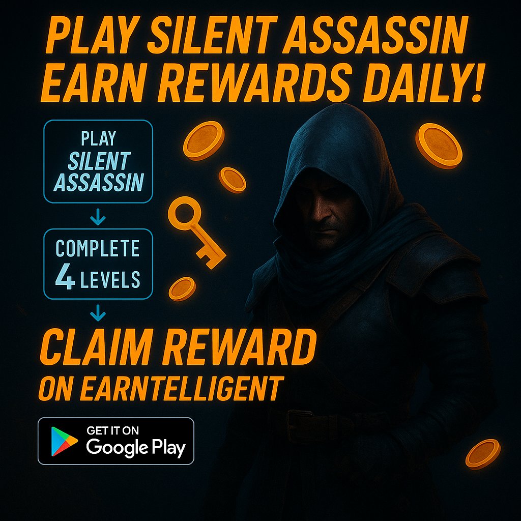 earntelligent's tweet photo. 🎯 Play Silent Assassin, Earn Daily Rewards! 🔥

Want to turn your gaming skills into real rewards? Here’s how you can earn and claim keys from the action-packed Silent Assassin game through the Earntelligent Network! 💰🎮

#EarnWhileYouPlay #SilentAssassin #EarntelligentNetwork https://t.co/fn3jObznGq
