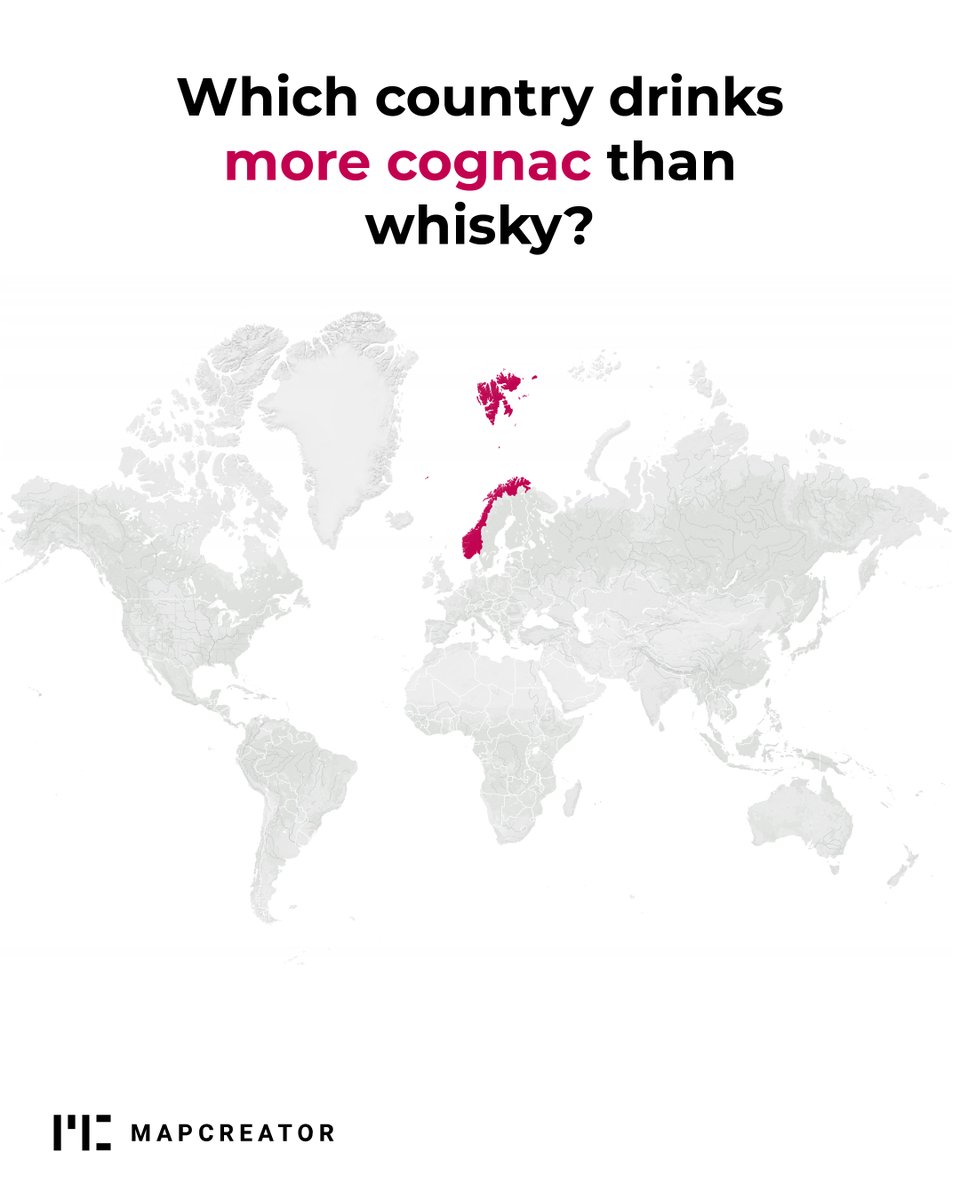 mapcreator_io's tweet image. Even the French drink more whiskey and wine!🍹 🇳🇴 #mapcreation #weekend #norway
