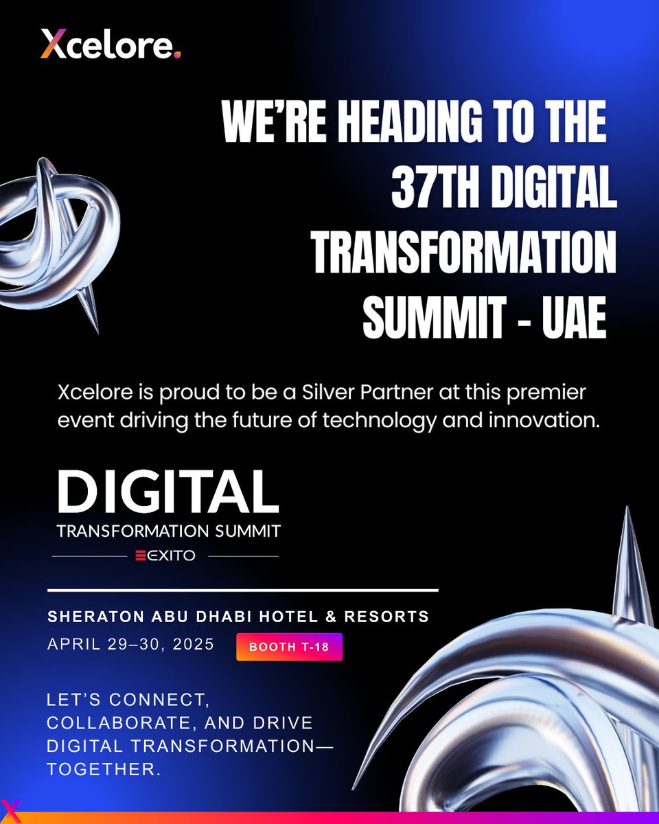 XceloreDigital's tweet photo. From AI-powered innovation to intelligent enterprise solutions, we’re bringing our best to the summit floor. Meet our team, explore our offerings, and see how we’re building the future of tech—one solution at a time.

Let’s make transformation real. See you there. https://t.co/isZiVI2klp